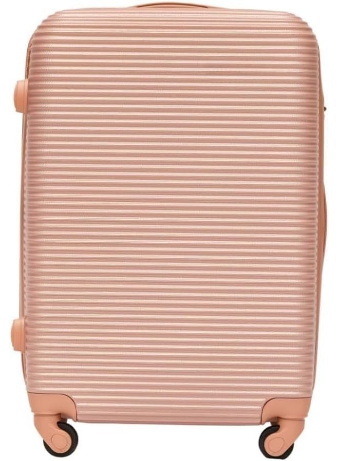 5-Piece Stripe Design Hardshell Luggage Set, Lightweight ABS Travel Trolley Bags with 360° Spinner Wheels & Secure Lock, Rose Gold - Image 5